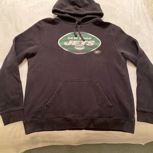 Fanatics Men's Tony Adams #33 New York Jets Number Hoodie Sweatshirt Black XL